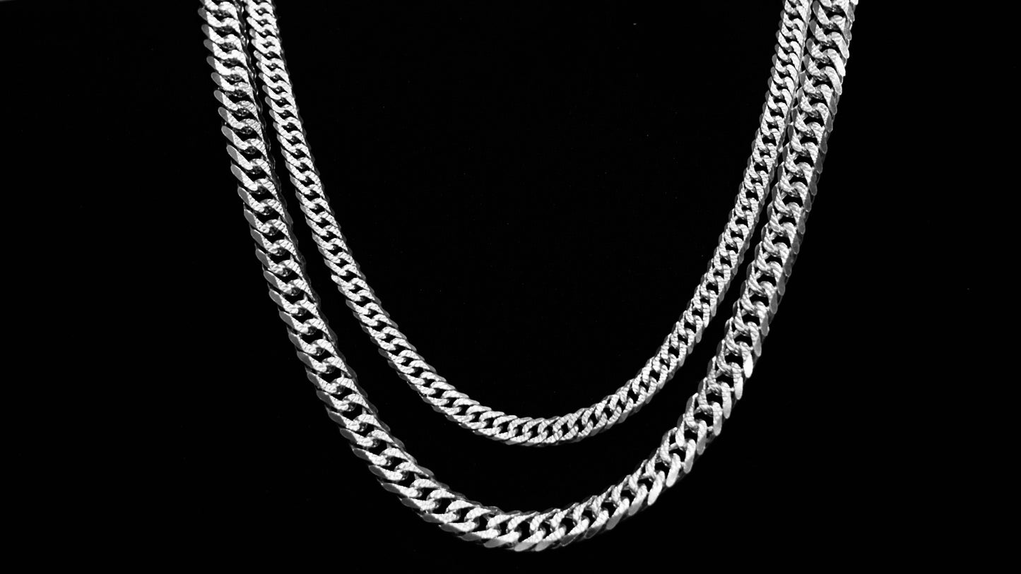 925 Sterling Silver Cuban Link Necklace (Pave Cut) 