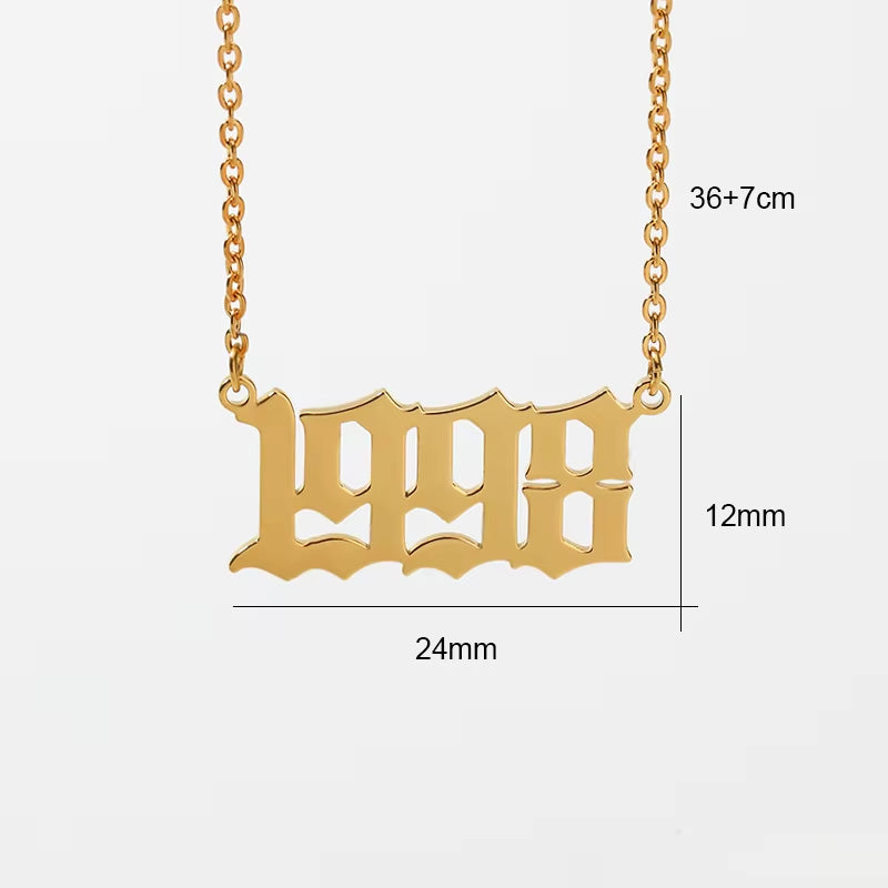 Birth Year Necklace (Years 1991 1992 1993 1994 1995 1996 1997 1999) 