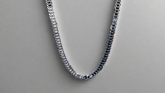 925 Sterling Silver Cuban Link Necklace (Pave Cut) 