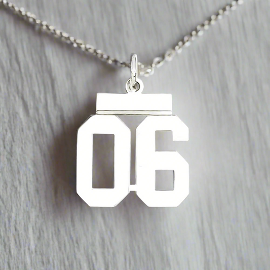 925 Sterling Silver - Number Pendant and Chain