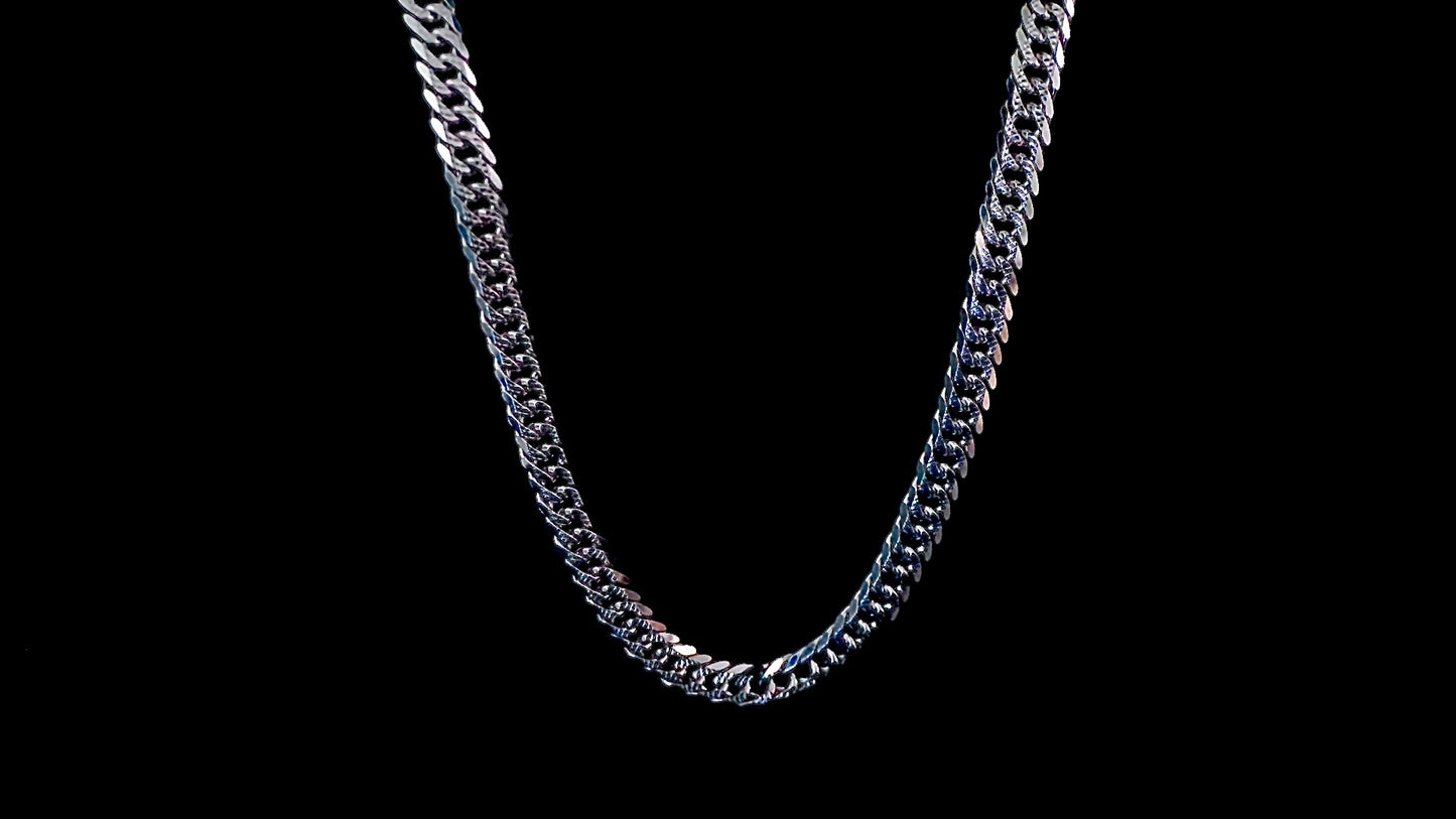 925 Sterling Silver Cuban Link Necklace (Pave Cut) 