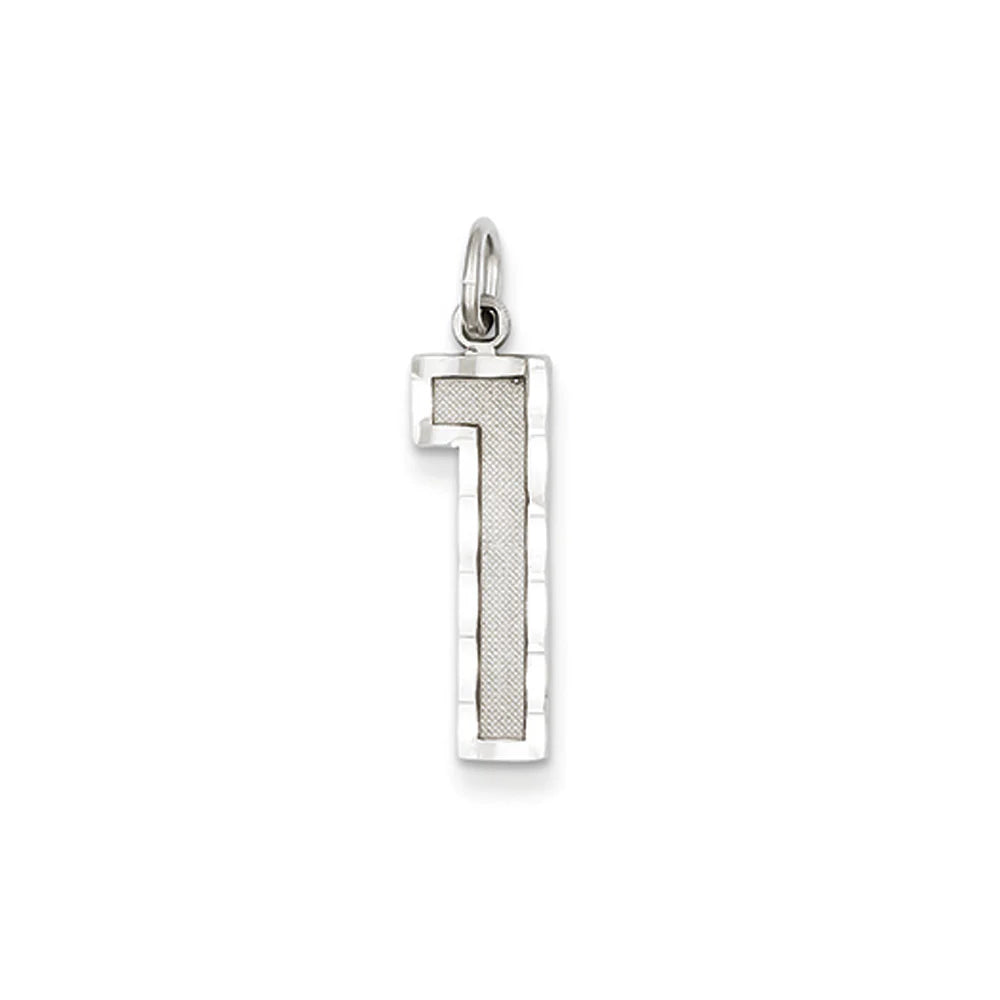 925 Sterling Silver - Diamond Cut Number Pendant and Chain